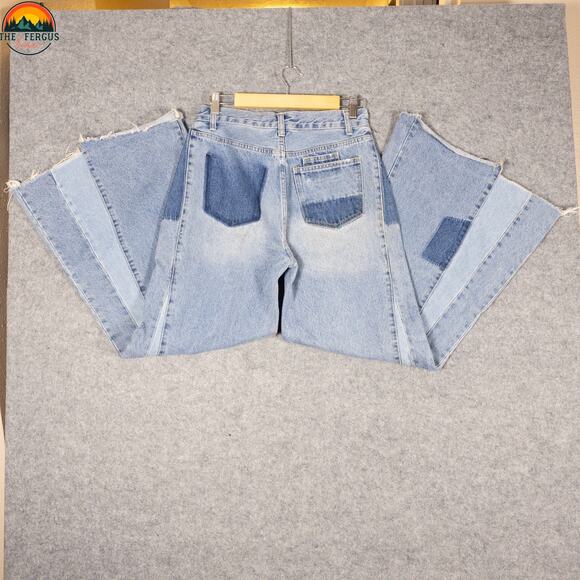 Talulah Wide-Leg Jeans Blue Cotton Denim Patch Style Boho Festival Women's M 28 - Picture 10 of 16